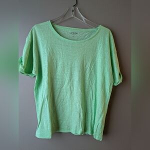 J. Crew Mint Green Linen Short Sleeve Tee L